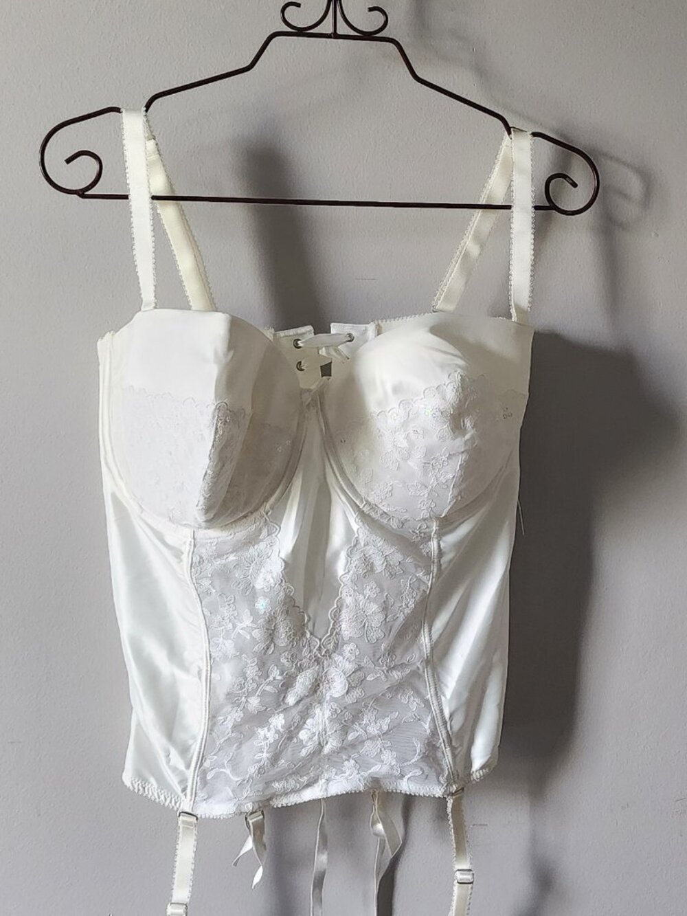 NWT Charnos Belle Bridal Basque Corset Ivory Lace Size 32G